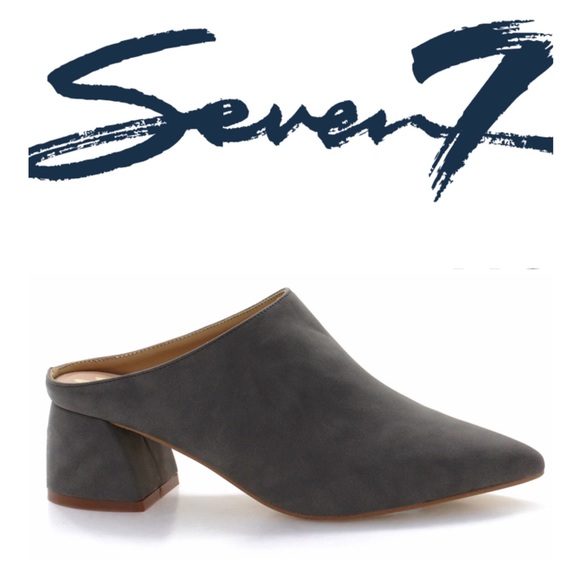 Seven7 Shoes - Faux Suede Mule w Block Heel